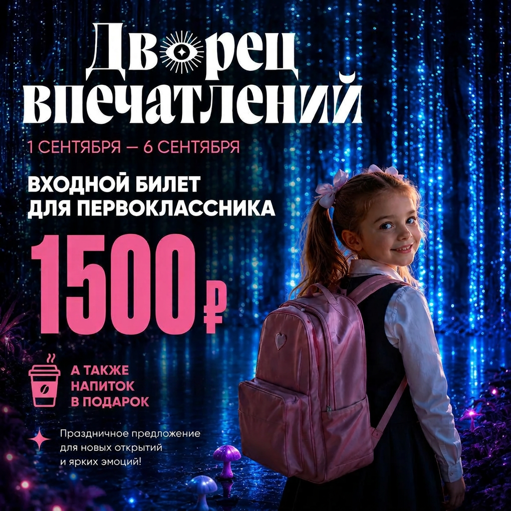 Акция для первоклассников: 1–6 сентября скидка 10% на любой билет